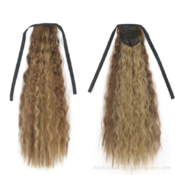 Natural Indian Virgin Cheveux Afro Kinky Curly Hair Ponytail Real Bandage Clips Ponytails Synthetic Hair Extensions Wrap Around